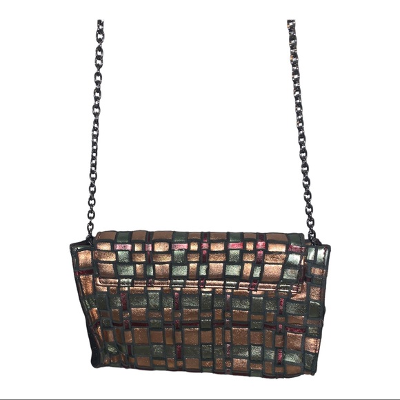 Woven leather multicolor crossbody purse chain strap - Picture 3 of 9